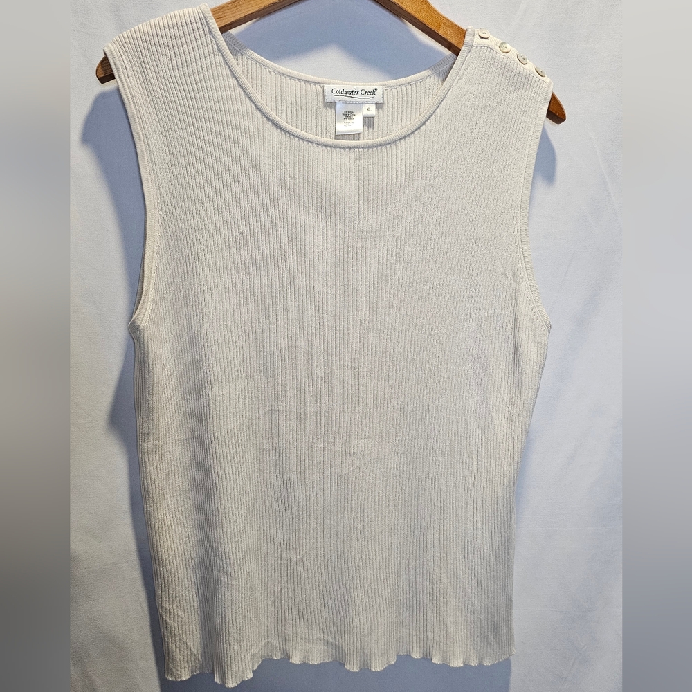 Coldwater Creek Silk/Cotton Blend Sleeveless Cream Top